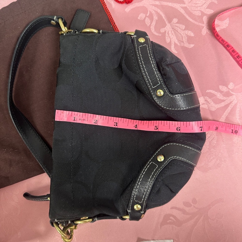 Vintage Coach Carly Signature C Black Jacquard Small Hobo Shoulder Bag - Picture 16 of 16